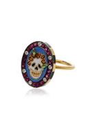 Holly Dyment Multicoloured Mini Skull Diamond And Ruby 18kt Gold Ring