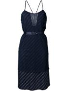 22/4 By Stephanie Hahn Semi Sheer Diagonal Stripe Dress