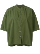 Closed Collarless Shortsleeved Shirt - Green