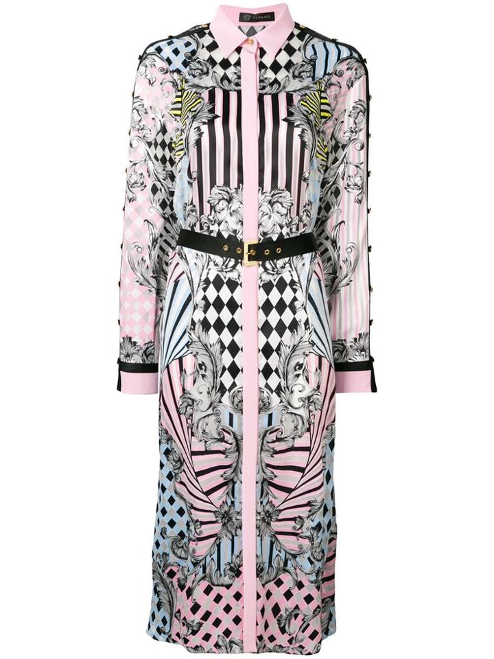 Versace Harlequin Print Shirt Dress - Nude & Neutrals