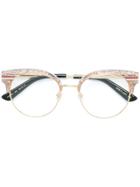 Gucci Eyewear Glitter Round Frame Glasses - Multicolour