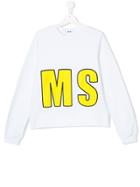 Msgm Kids Logo Patch Embroidered Sweatshirt - White