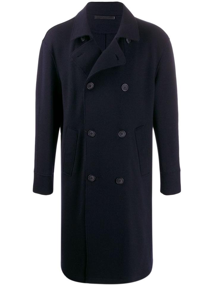 Giorgio Armani Double-breasted Mid-length Coat - Blue
