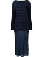 T By Alexander Wang Striped Knit Layered Dress, Women's, Size: 6, Blue, Silk/cotton