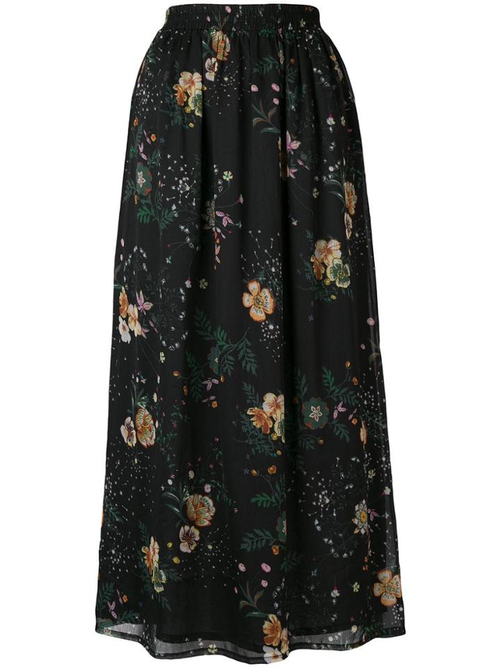 Local Floral Flared Skirt - Black