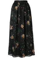 Local Floral Flared Skirt - Black