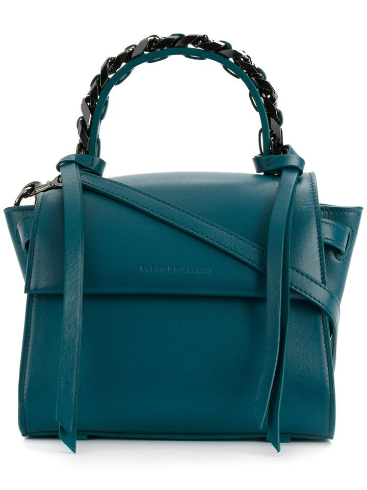 Elena Ghisellini Chain Embellished Handle Tote - Blue