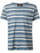 Rrl Striped T-shirt, Men's, Size: M, Blue, Cotton