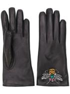 Gucci Bee Embroidered Driving Gloves - Black