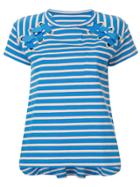 Sacai Striped Laced Shoulder T-shirt - Blue