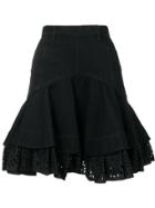 Alexander Mcqueen Flared Denim-style Skirt - Black