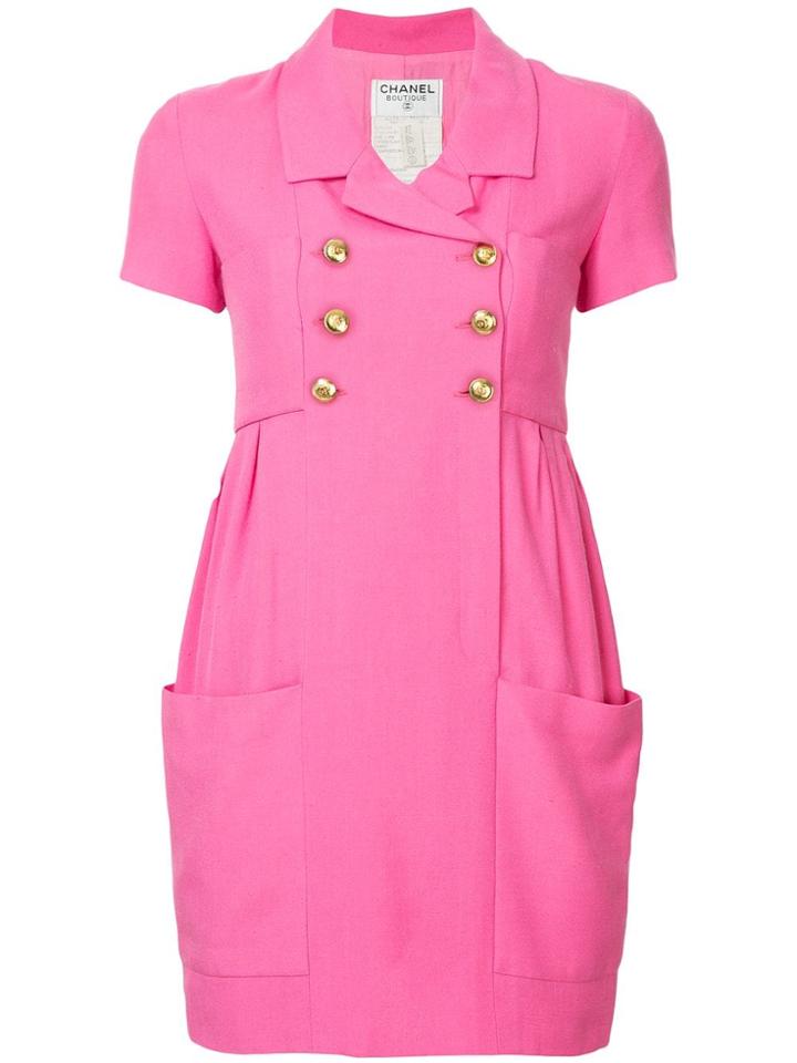 Chanel Vintage Double-breasted Fitted Dress - Pink