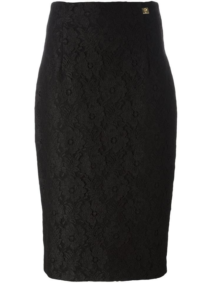 Cavalli Class Lace Pencil Skirt, Women's, Size: 44, Black, Polyamide/viscose