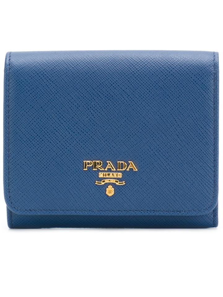 Prada Logo Wallet - Blue