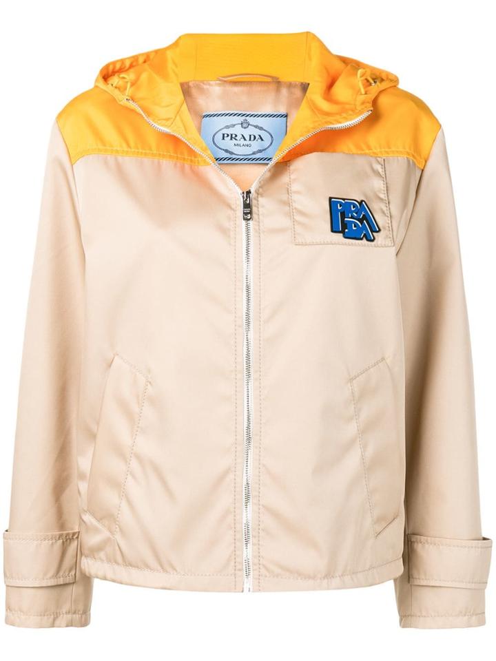 Prada Yellow Panelled Hooded Jacket - Neutrals