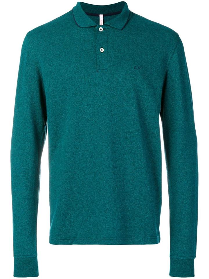 Sun 68 Longsleeved Polo Shirt Jumper - Green