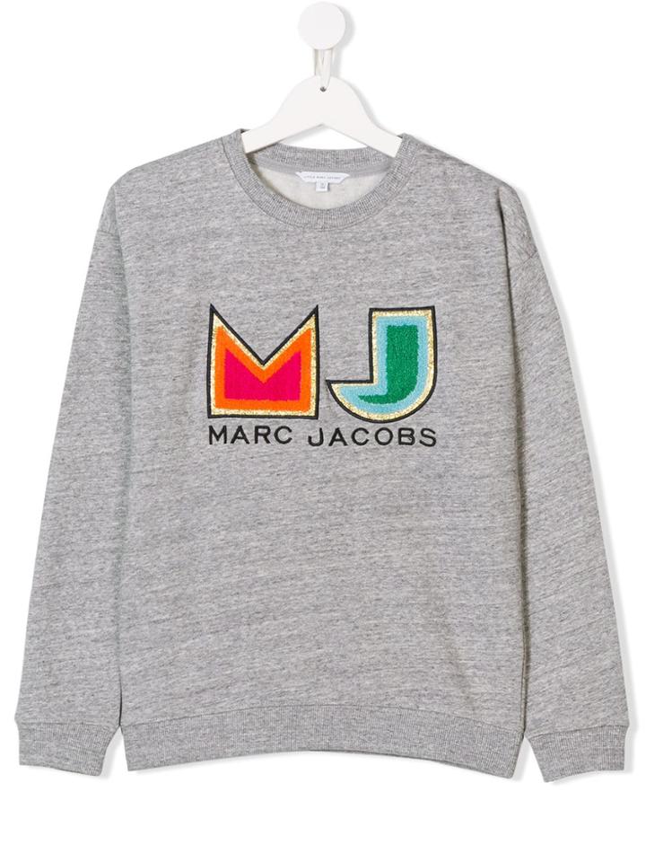 Little Marc Jacobs Teen Logo Embroidered Sweatshirt - Grey