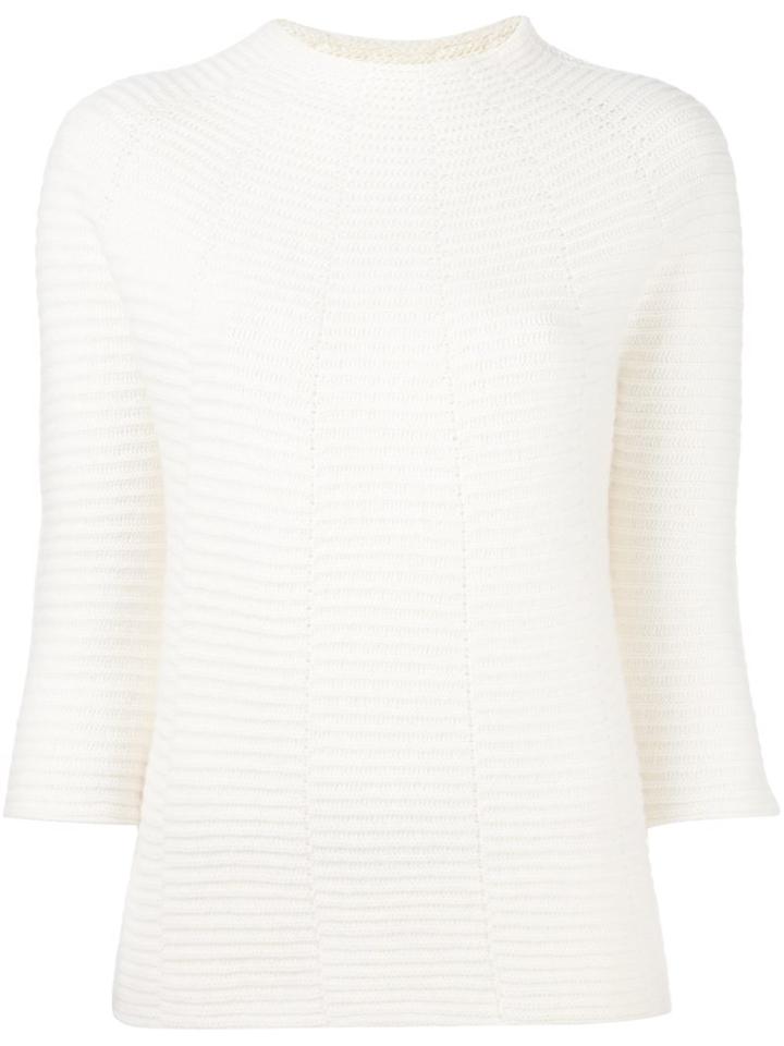 Zanone Ribbed Jumper, Women's, Size: 40, White, Angora/virgin Wool