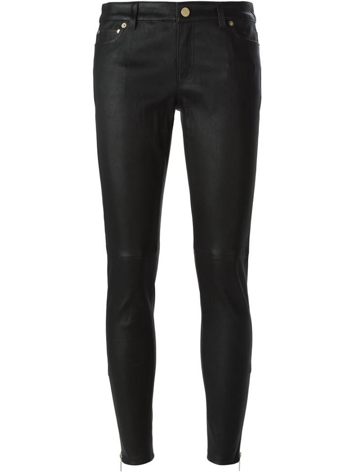 Michael Michael Kors Skinny Trousers, Women's, Size: 12, Black, Lamb Skin