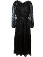 Saint Laurent Star Pattern Tiered Dress, Women's, Size: 36, Black, Silk/polyamide