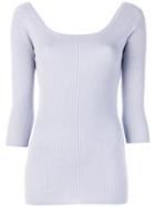 Prada Scoop Neck Ribbed-knit Top - Blue