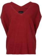Aula Drop Shoulder Knitted Top - Red