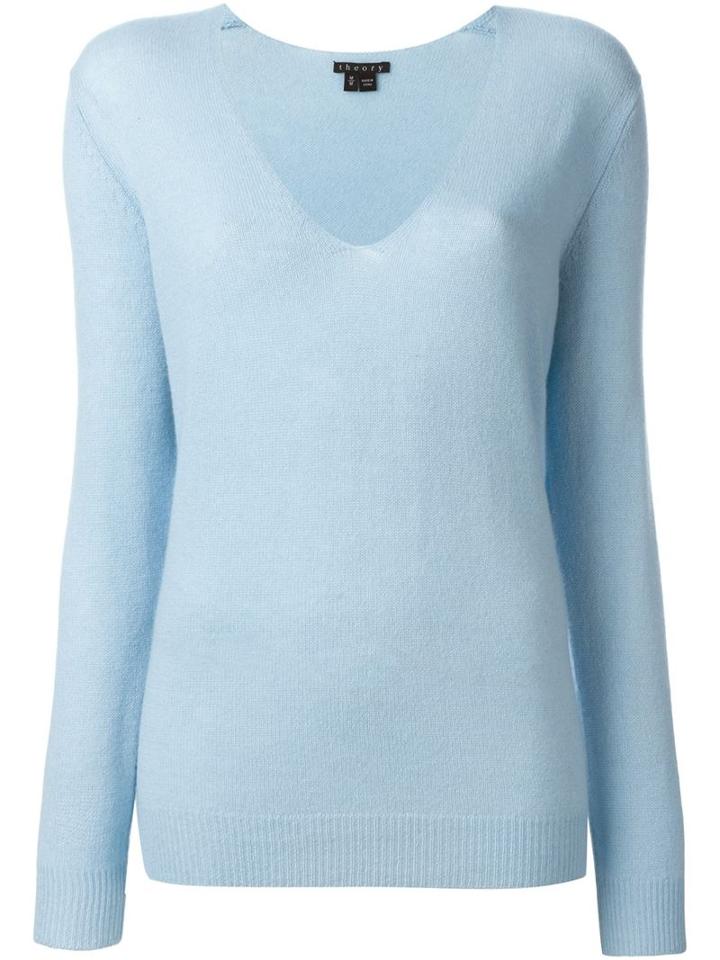 Theory V-neck Sweater, Women's, Size: Medium, Blue, Cashmere