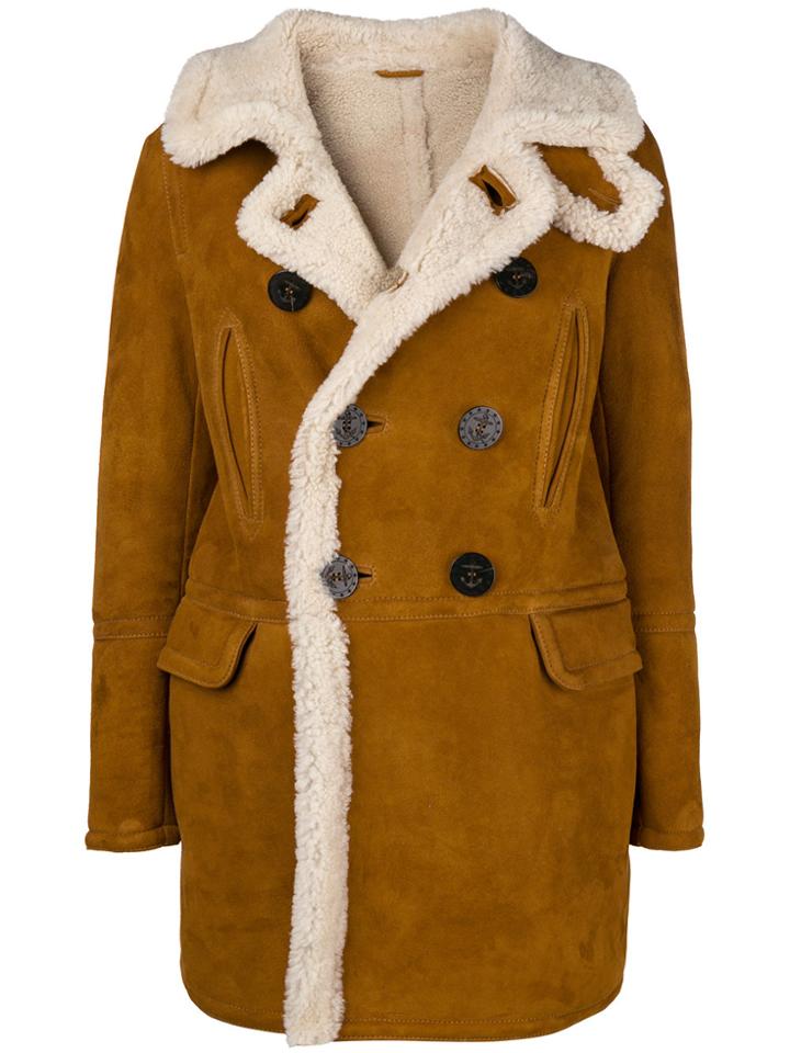 Dsquared2 Double-breasted Sheepskin Coat - Brown