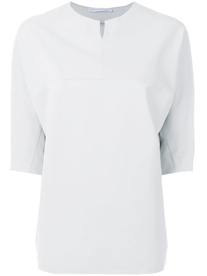 Fabiana Filippi Panelled Cropped Sleeve Top - Nude & Neutrals