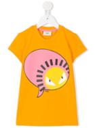 Fendi Kids Monster Print T-shirt, Girl's, Size: 12 Yrs, Yellow/orange