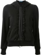 Guild Prime Zip Up Ruffle Fastening Hoodie, Size: 36, Black, Cotton/polyester/lyocell