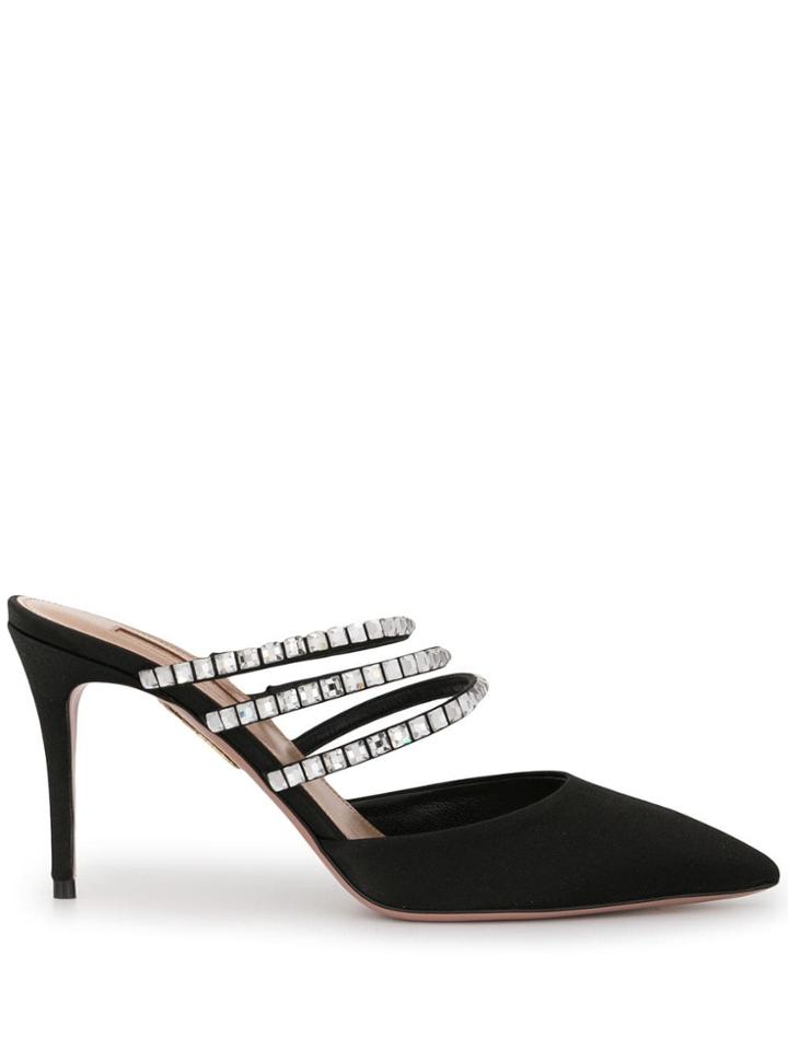 Aquazzura Embellished Mid-heel Mules - Black