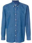 Z Zegna Button Down Denim Shirt - Blue