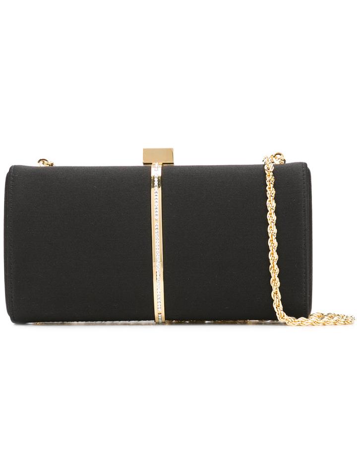 Loriblu Gold Chain Clutch, Women's, Black, Silk Satin