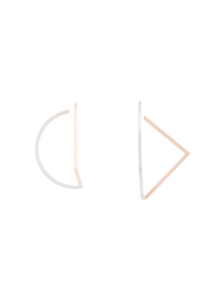 Kova Dual Tone Geometric Earrings - Metallic