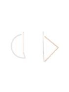 Kova Dual Tone Geometric Earrings - Metallic