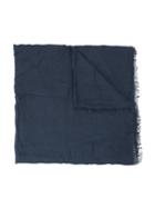 Faliero Sarti Stripe Detail Scarf, Adult Unisex, Blue, Modal/cashmere/wool