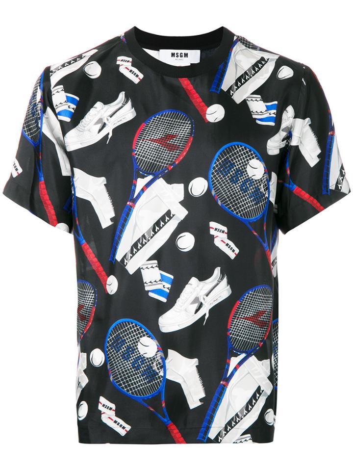 Msgm Tennis Print T-shirt - Black