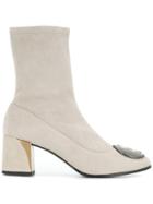 Fabi Embellished Ankle Boots - Nude & Neutrals