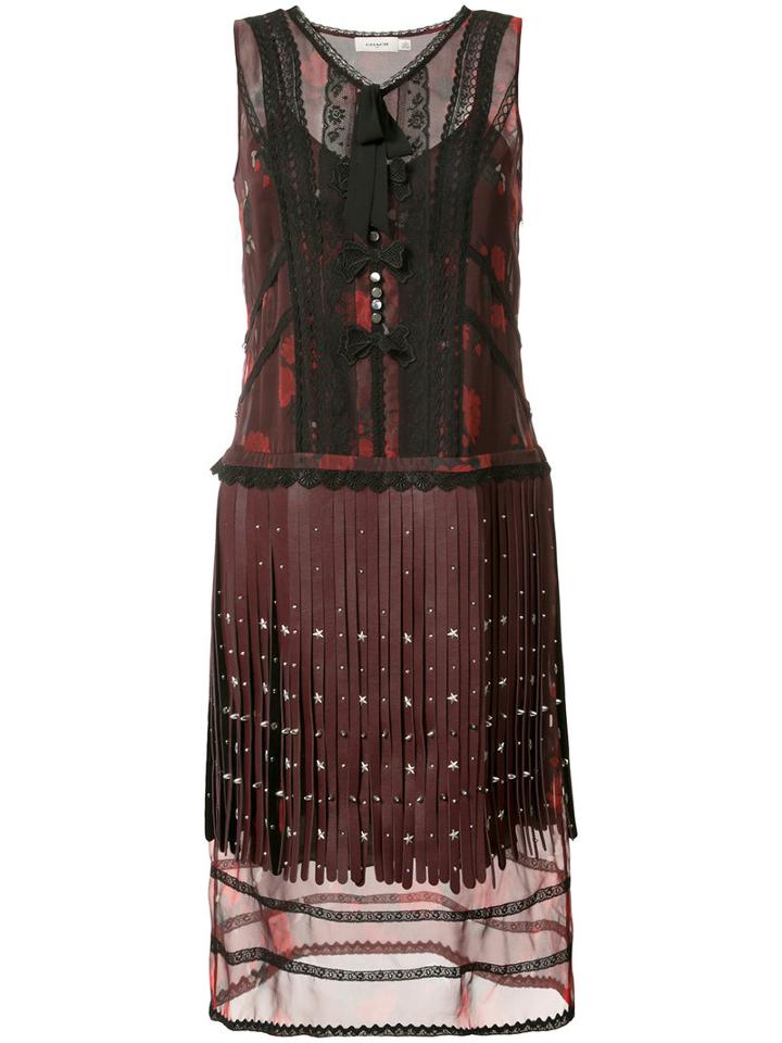 Coach - Layered Fringe Dress - Women - Silk/lizard Skin/polyamide/cupro - 4, Red, Silk/lizard Skin/polyamide/cupro