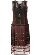 Coach - Layered Fringe Dress - Women - Silk/lizard Skin/polyamide/cupro - 4, Red, Silk/lizard Skin/polyamide/cupro