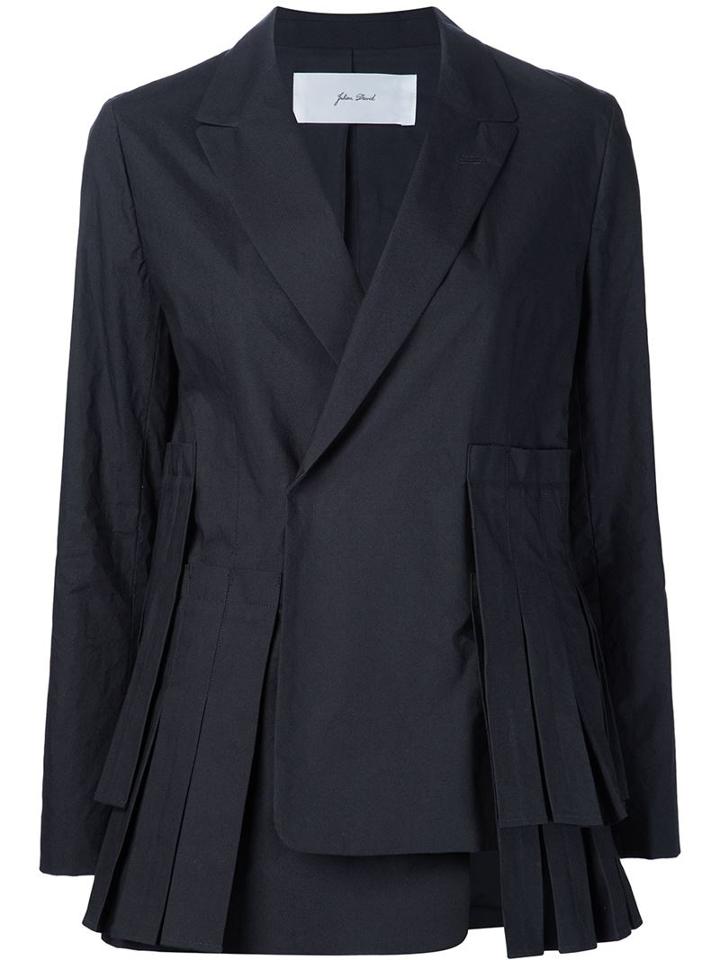 Julien David Pleated Blazer, Women's, Size: Medium, Black, Cotton