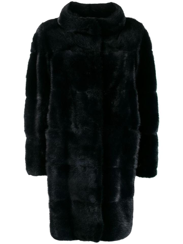 Simonetta Ravizza Fur Coat With Round Collar - Blue