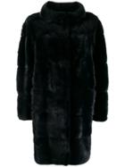 Simonetta Ravizza Fur Coat With Round Collar - Blue