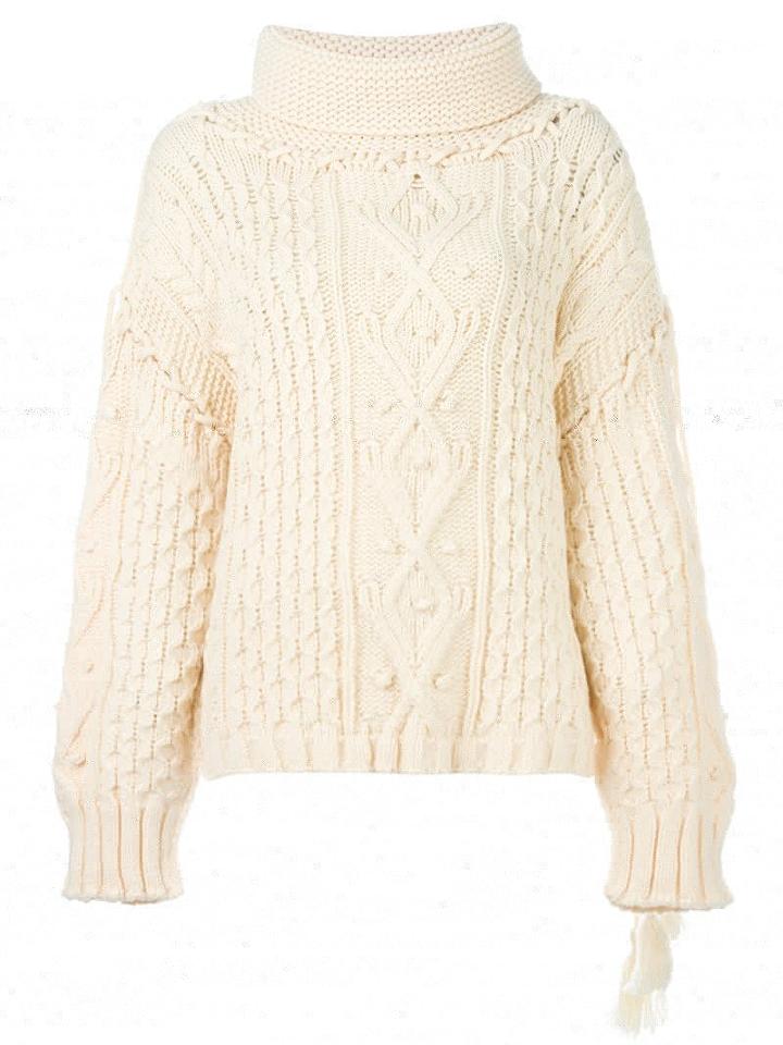 Philosophy Di Lorenzo Serafini Cable Knit Chunky Jumper, Women's, Size: 44, Nude/neutrals, Polyamide/virgin Wool