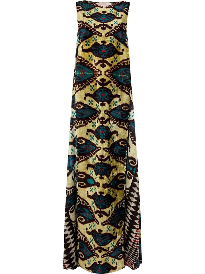 Afroditi Hera Ikat Long Dress - Green