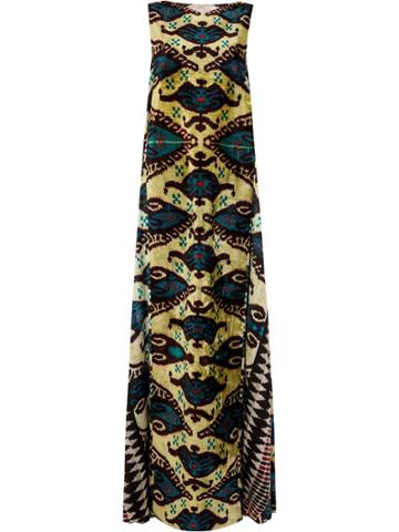 Afroditi Hera Ikat Long Dress - Green