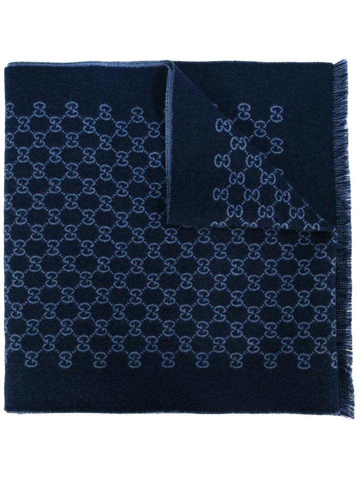 Gucci - Gg Supreme Pattern Scarf - Men - Wool - One Size, Blue, Wool