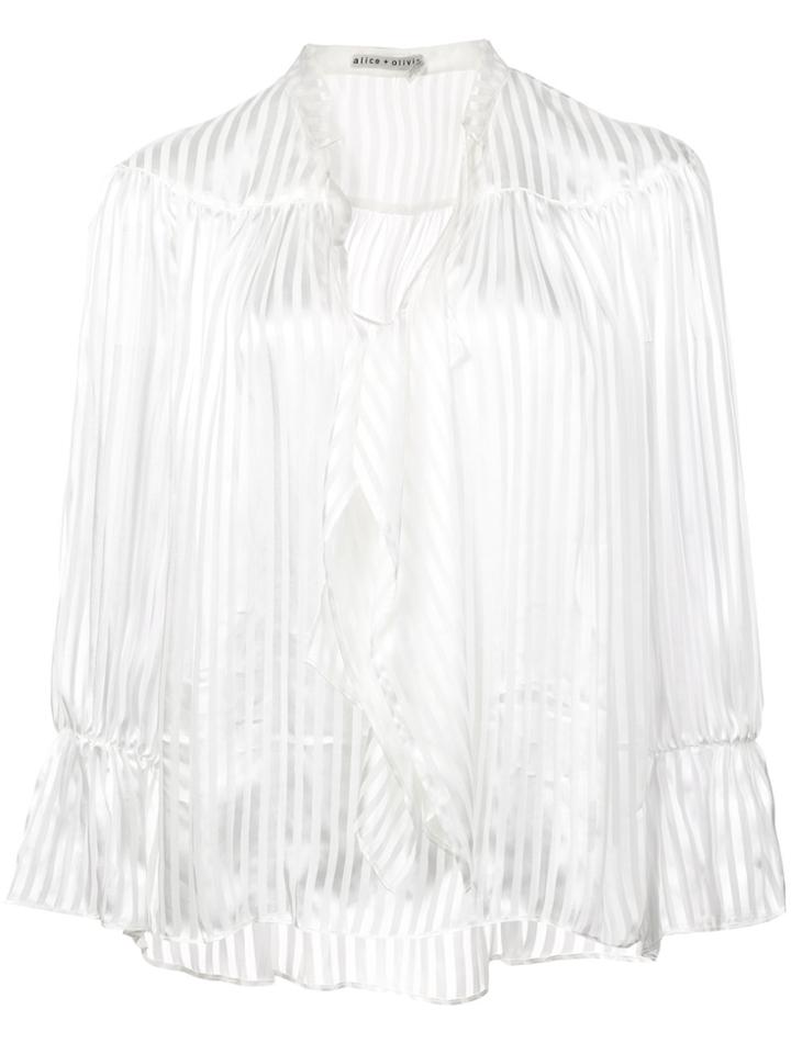Alice+olivia Pussy Bow Striped Blouse - White