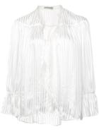 Alice+olivia Pussy Bow Striped Blouse - White